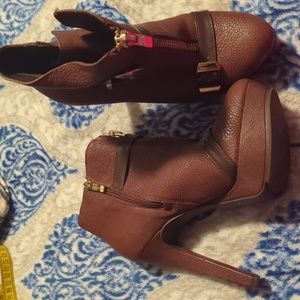 BCBGeneration Brown Faux Leather Ankle Boot Heels
